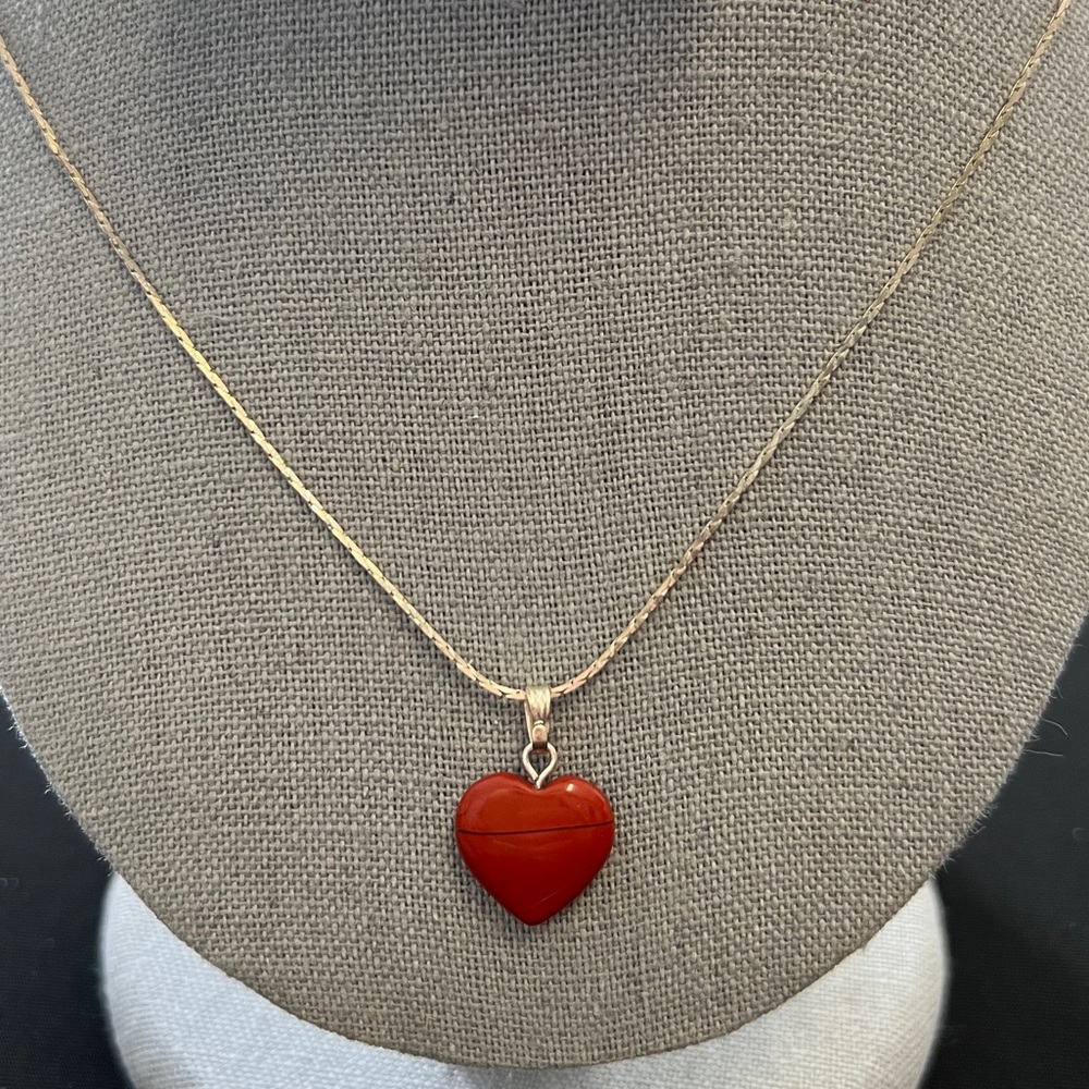 Heart stone rust colored silver color necklace - Picture 1 of 1